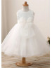 Ivory Sequin Tulle Flower Girl Dress With Double Bow
